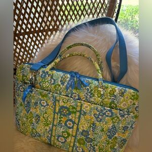 Vera Bradley Retired Print English Garden Hardshell Quilted Laptop/ Portfoli Bag